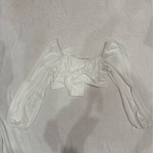 White Long Sleeve Crop Top